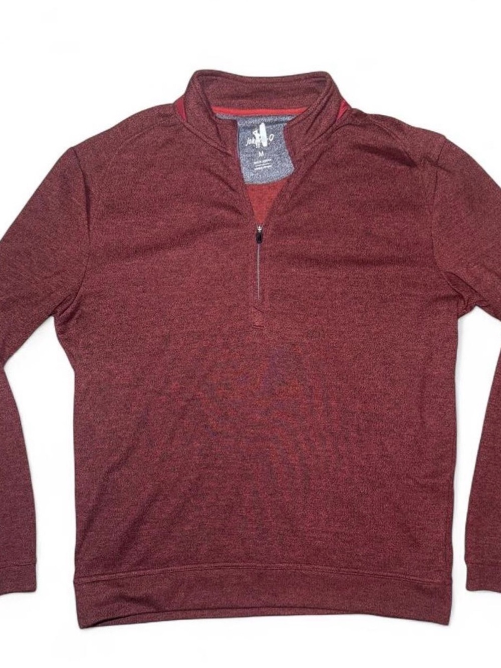 Men's johnnie-O Red Quarter Zip Sweater Pullover Mock Neck Quilted Neck Backing